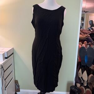 Alfani Classic Black Midi Dress with drape & lace back size 16